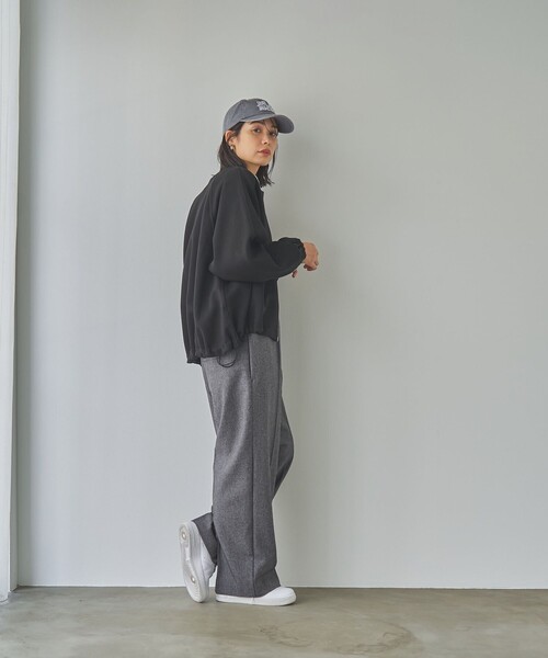RONEL(ロネル)の「ダブルジャージーノーカラージャケット(ブルゾン・レディース・ブラック/ネイビー/ナチュラル・S/M/L)」の13枚目の写真
