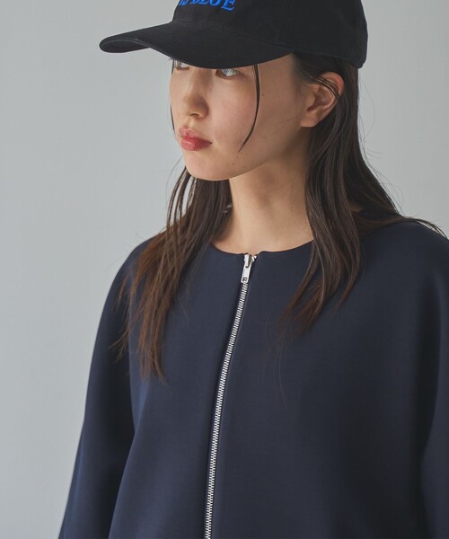 RONEL(ロネル)の「ダブルジャージーノーカラージャケット(ブルゾン・レディース・ブラック/ネイビー/ナチュラル・S/M/L)」の18枚目の写真