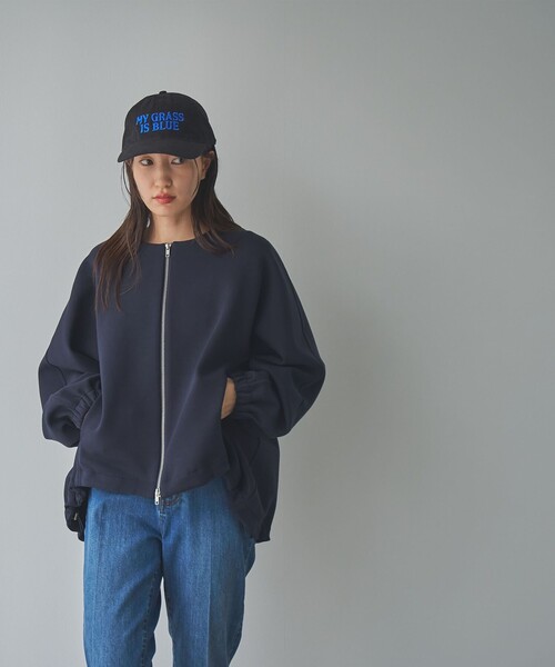 RONEL(ロネル)の「ダブルジャージーノーカラージャケット(ブルゾン・レディース・ブラック/ネイビー/ナチュラル・S/M/L)」の19枚目の写真