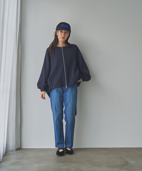 RONEL(ロネル)の「ダブルジャージーノーカラージャケット(ブルゾン・レディース・ブラック/ネイビー/ナチュラル・S/M/L)」の21枚目の写真