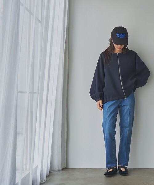 RONEL(ロネル)の「ダブルジャージーノーカラージャケット(ブルゾン・レディース・ブラック/ネイビー/ナチュラル・S/M/L)」の22枚目の写真