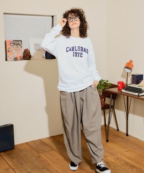 Ocean Pacific(オーシャンパシフィック)の「【OP/オーピー】【限定商品】レディースカレッジロゴロングTシャツ(Tシャツ/カットソー・レディース・ホワイト/チャコールグレー/ベージュ/ヘザーグレー・LARGE/MEDIUM/SMALL/X-LARGE)」の7枚目の写真
