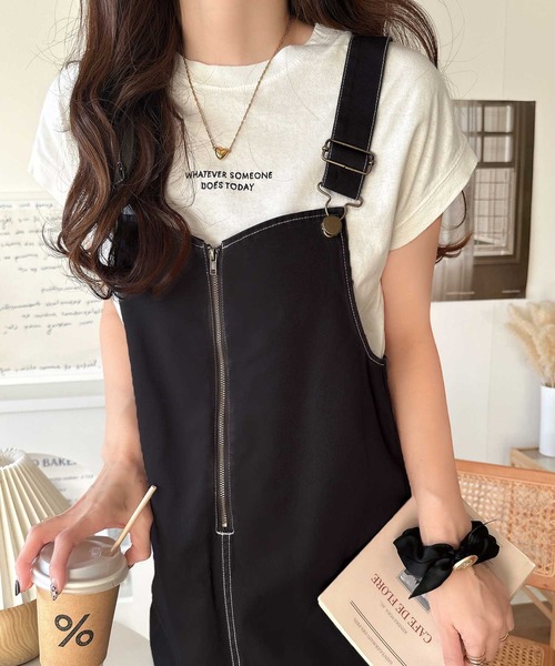 classicalelf（クラシカルエルフ）の「大人が着るカジュアル新定番！綿100％配色ステッチロング丈ジャンパースカート（ジャンパースカート・レディース・アイボリー/チャコール/ブラック・SMALL/MEDIUM/LARGE/X-LARGE）」の10枚目の写真