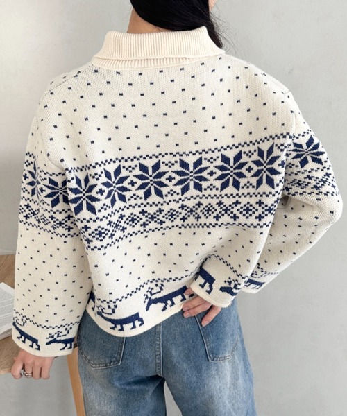 セール】ノルディックカウチンジップニットカーディガン（ニット