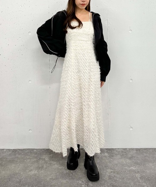 archives(アルシーヴ)の「フリンジJQキャミワンピース(ワンピース・レディース・オフホワイト/ブラック・MEDIUM)」の3枚目の写真