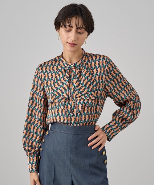 【セール】カラーグラフィックフリル ブラウス(シャツ/ブラウス)|ANAYI(アナイ)