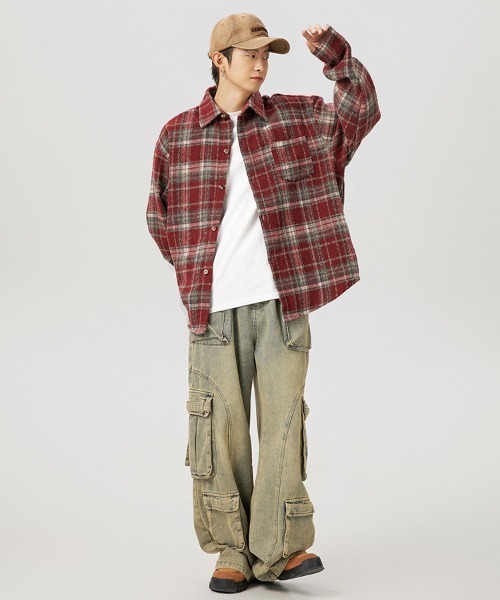 Ressaca（レサーカ）の「オーバーサイズヴィンテージライクチェック柄シャツ（シャツ/ブラウス・メンズ・ブルー/ブラック/レッド・XL/L/M）」の18枚目の写真