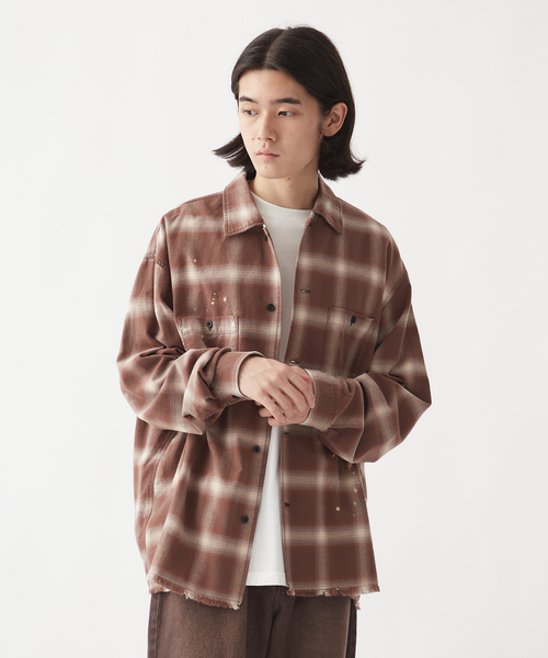 B.C STOCK(ベーセーストック)の「OMBRE DAMAGE シャツ(シャツ/ブラウス・メンズ・ブルー系その他/レッド/ブラック/ブラック系その他・LARGE/MEDIUM)」の7枚目の写真