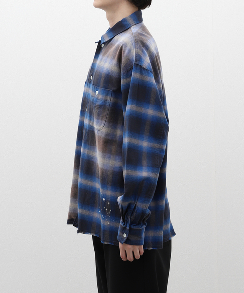 B.C STOCK(ベーセーストック)の「OMBRE DAMAGE シャツ(シャツ/ブラウス・メンズ・ブルー系その他/レッド/ブラック/ブラック系その他・LARGE/MEDIUM)」の20枚目の写真