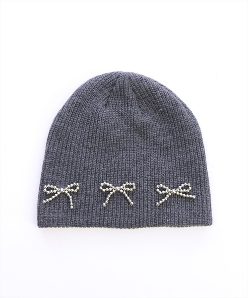 clear（クリア）の「リボンビジューニット帽[バレエコア 韓国ファッション]≪再入荷≫（ニットキャップ/ビーニー・レディース・ブラック/アイボリー/グレー・F）」の11枚目の写真