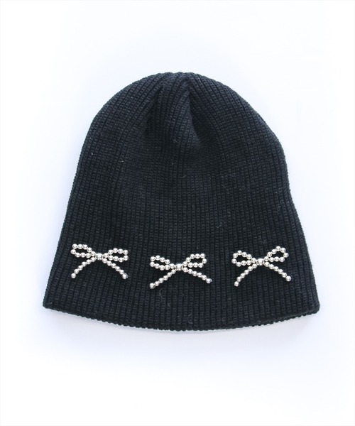 clear（クリア）の「リボンビジューニット帽[バレエコア 韓国ファッション]≪再入荷≫（ニットキャップ/ビーニー・レディース・ブラック/アイボリー/グレー・F）」の10枚目の写真