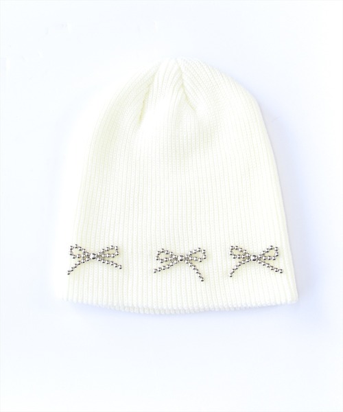 clear（クリア）の「リボンビジューニット帽[バレエコア 韓国ファッション]≪再入荷≫（ニットキャップ/ビーニー・レディース・ブラック/アイボリー/グレー・F）」の12枚目の写真