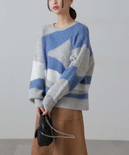 FREE'S MART（フリーズマート）の「◆起毛ニュアンス柄ニット（ニット/セーター・レディース・ブラウン/ホワイト/グレー・FREE）」の4枚目の写真