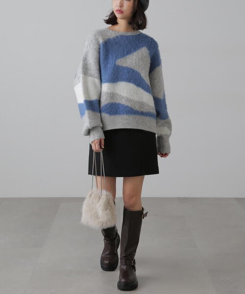 FREE'S MART（フリーズマート）の「◆起毛ニュアンス柄ニット（ニット/セーター・レディース・ブラウン/ホワイト/グレー・FREE）」の10枚目の写真