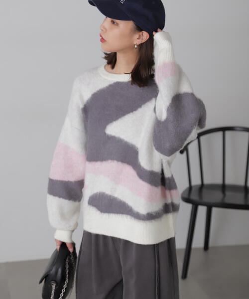 FREE'S MART（フリーズマート）の「◆起毛ニュアンス柄ニット（ニット/セーター・レディース・ブラウン/ホワイト/グレー・FREE）」の17枚目の写真