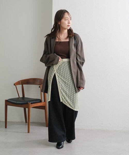 Kastane（カスタネ）の「【4色展開】レースラップスカート（ベルト・レディース・ブラック/ホワイト/ライム/ピンク・FREE）」の21枚目の写真