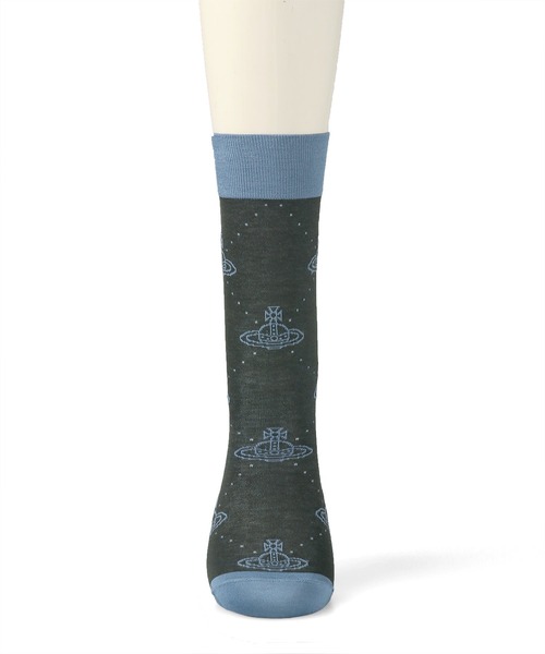 Vivienne Westwood ACCESSORIES(ヴィヴィアンウエストウッドアクセサリー)の「ORB オールオーバー ソックス【249157 837L】(ソックス/靴下・レディース・ブラウン/グリーン/ネイビー・FREE)」の4枚目の写真