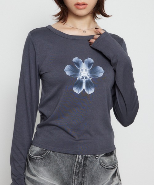 FLOWER PRINT ロングTシャツ（Tシャツ/カットソー）｜LAGUA GEM
