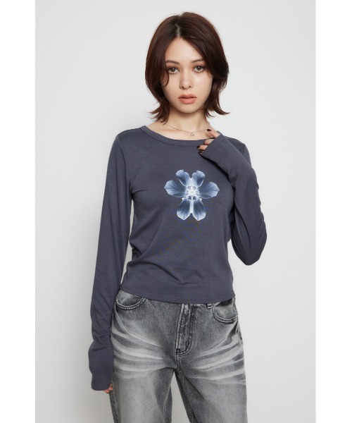 FLOWER PRINT ロングTシャツ（Tシャツ/カットソー）｜LAGUA GEM