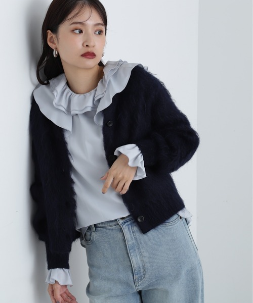 N.(N. Natural Beauty Basic)(エヌエヌナチュラルビューティーベーシック)の「ダブルフリルカラーブラウス(シャツ/ブラウス・レディース・オフホワイト/ブルー・MEDIUM)」の1枚目の写真