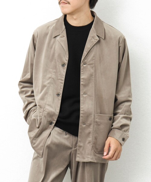 NOLLEY’S(ノーリーズ)の「【WORK ABOUT】トリコットコールカバーオールシャツ(シャツ/ブラウス・メンズ・ブラック/ネイビー/ベージュ/グレイッシュベージュ・M/L/S)」の2枚目の写真