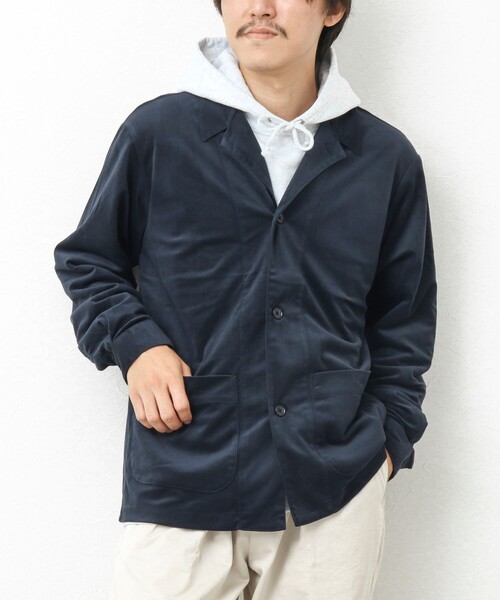 NOLLEY’S(ノーリーズ)の「【WORK ABOUT】トリコットコールカバーオールシャツ(シャツ/ブラウス・メンズ・ブラック/ネイビー/ベージュ/グレイッシュベージュ・M/L/S)」の4枚目の写真