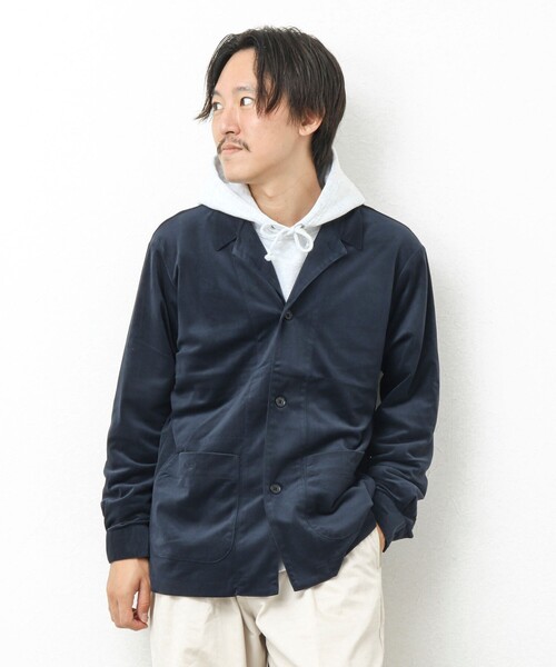 NOLLEY’S(ノーリーズ)の「【WORK ABOUT】トリコットコールカバーオールシャツ(シャツ/ブラウス・メンズ・ブラック/ネイビー/ベージュ/グレイッシュベージュ・M/L/S)」の15枚目の写真