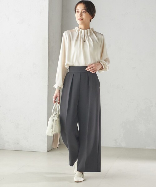 troisiemeCHACO(トロワズィエムチャコ)の「troisiemeCHACO:ワイド パンツ(セレモニー対応可)(スラックス・レディース・ブラック/ナチュラル・38/36)」の19枚目の写真