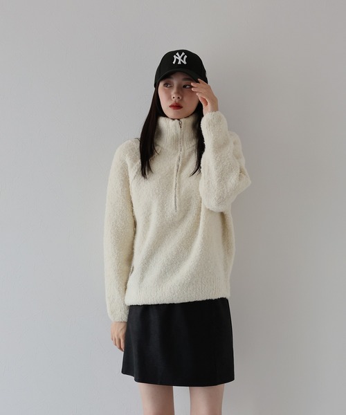 J by blue(ジェイバイブルー)の「ハーフジップブークレニット(ニット/セーター・レディース・ブラウン/アイボリー/ベージュ/ボルドー・MEDIUM)」の14枚目の写真