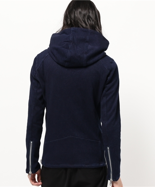 NO ID.(ノーアイディ)の「mj3272 - ニットデニムフーデッドライダースブルゾン(ライダースジャケット・メンズ・ブルー系その他/ブラック・1/3/2)」の16枚目の写真