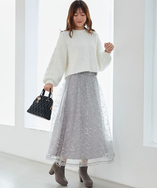 MAJESTIC LEGON（マジェスティックレゴン）の「ふわふわケーブルニット（ニット/セーター・レディース・ピンク/ボルドー/モカ/チャコールグレー/アイボリー・MEDIUM）」の9枚目の写真