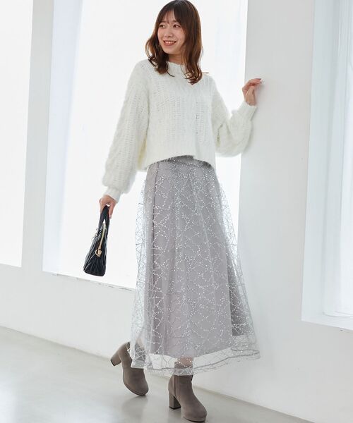 MAJESTIC LEGON（マジェスティックレゴン）の「ふわふわケーブルニット（ニット/セーター・レディース・ピンク/ボルドー/モカ/チャコールグレー/アイボリー・MEDIUM）」の10枚目の写真