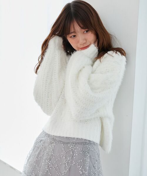 MAJESTIC LEGON（マジェスティックレゴン）の「ふわふわケーブルニット（ニット/セーター・レディース・ピンク/ボルドー/モカ/チャコールグレー/アイボリー・MEDIUM）」の12枚目の写真