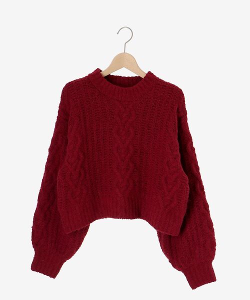 MAJESTIC LEGON（マジェスティックレゴン）の「ふわふわケーブルニット（ニット/セーター・レディース・ピンク/ボルドー/モカ/チャコールグレー/アイボリー・MEDIUM）」の21枚目の写真