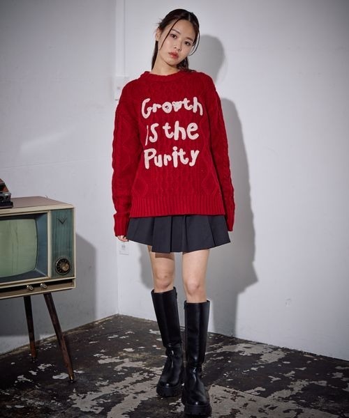 PBLIM(ページボーイリム)の「《UNISEX》ケーブルテガキロゴプルオーバー(ニット/セーター・レディース・ネイビー/レッド/アイボリー・FREE)」の11枚目の写真