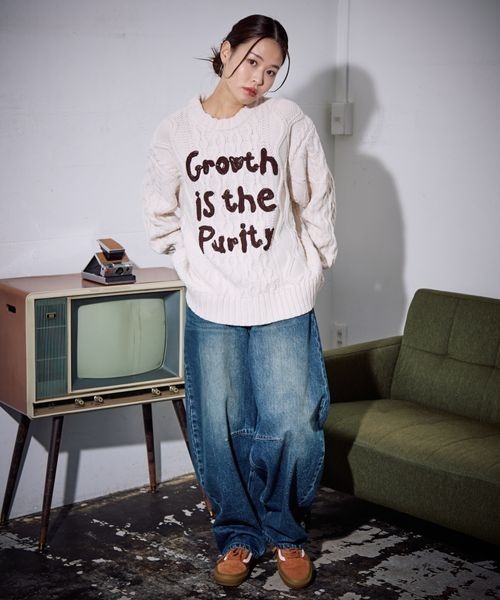 PBLIM(ページボーイリム)の「《UNISEX》ケーブルテガキロゴプルオーバー(ニット/セーター・レディース・ネイビー/レッド/アイボリー・FREE)」の8枚目の写真