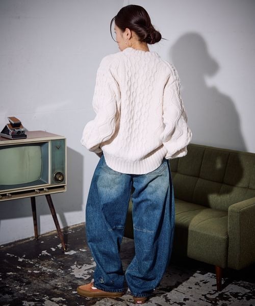 PBLIM(ページボーイリム)の「《UNISEX》ケーブルテガキロゴプルオーバー(ニット/セーター・レディース・ネイビー/レッド/アイボリー・FREE)」の7枚目の写真