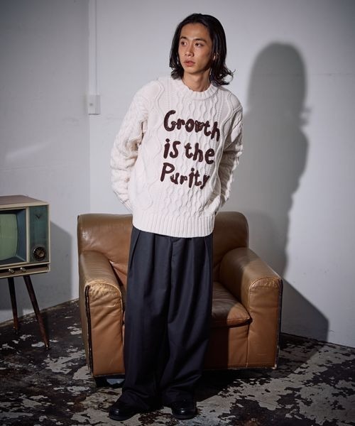 PBLIM(ページボーイリム)の「《UNISEX》ケーブルテガキロゴプルオーバー(ニット/セーター・レディース・ネイビー/レッド/アイボリー・FREE)」の6枚目の写真