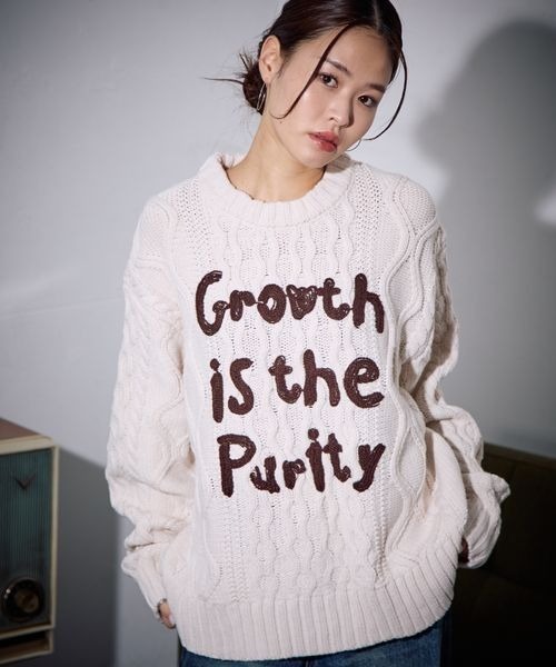 PBLIM(ページボーイリム)の「《UNISEX》ケーブルテガキロゴプルオーバー(ニット/セーター・レディース・ネイビー/レッド/アイボリー・FREE)」の18枚目の写真