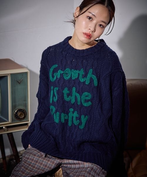 PBLIM(ページボーイリム)の「《UNISEX》ケーブルテガキロゴプルオーバー(ニット/セーター・レディース・ネイビー/レッド/アイボリー・FREE)」の15枚目の写真