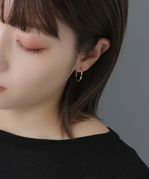 スクリュー角パイプフープピアス K10（両耳）（ピアス（両耳用