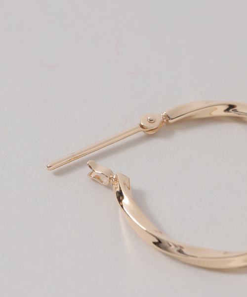 スクリュー角パイプフープピアス K10（両耳）（ピアス（両耳用