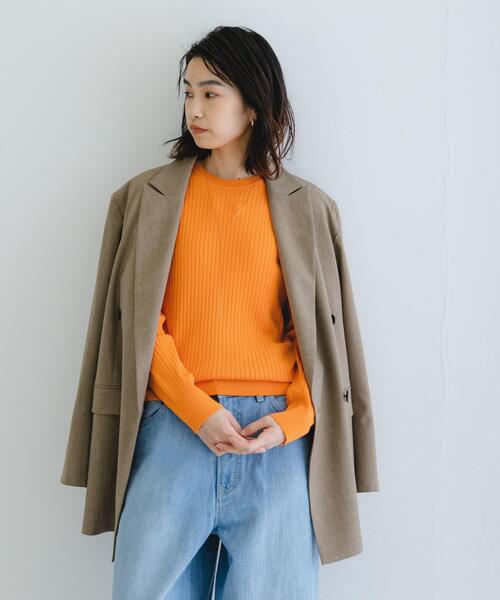 セール】『WEB限定』クルーネックコンパクトリブニット（ニット