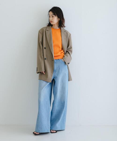 URBAN RESEARCH（アーバンリサーチ）の「『WEB限定』クルーネックコンパクトリブニット（ニット/セーター・レディース・グレー系その他/チャコールグレー/ミント/オレンジ/ピンク・FREE）」の12枚目の写真