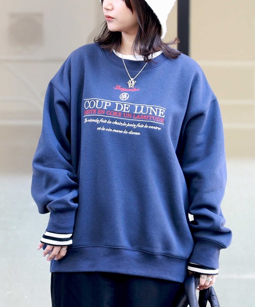 Right-on（ライトオン）の「【HONEYSUCKLE ROSE】デザインロゴスウェット（スウェット・レディース・ネイビー/キナリ/ダークグレー/ベージュ/グリーン/オフホワイト・M/L/XL）」の6枚目の写真