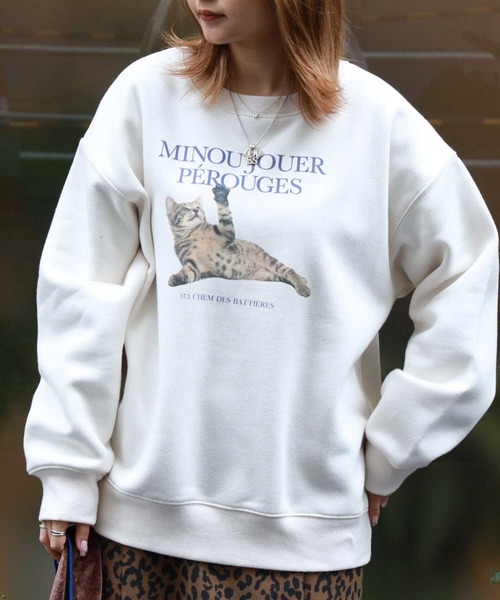 Right-on（ライトオン）の「【HONEYSUCKLE ROSE】デザインロゴスウェット（スウェット・レディース・ネイビー/キナリ/ダークグレー/ベージュ/グリーン/オフホワイト・M/L/XL）」の2枚目の写真