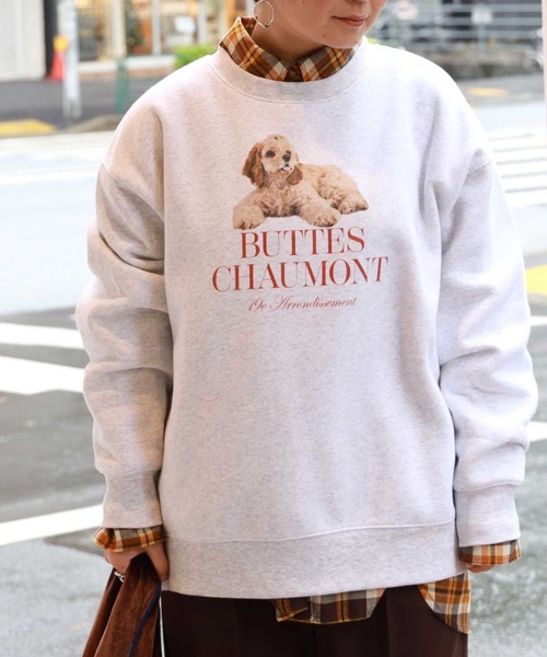 Right-on（ライトオン）の「【HONEYSUCKLE ROSE】デザインロゴスウェット（スウェット・レディース・ネイビー/キナリ/ダークグレー/ベージュ/グリーン/オフホワイト・M/L/XL）」の3枚目の写真