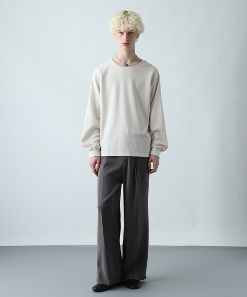 HARE（ハレ）の「ユルネックサーマルカットソー(HARE)（Tシャツ/カットソー・メンズ・グレー系その他/ホワイト/ブラック/ブラウン/レッド・FREE）」の6枚目の写真