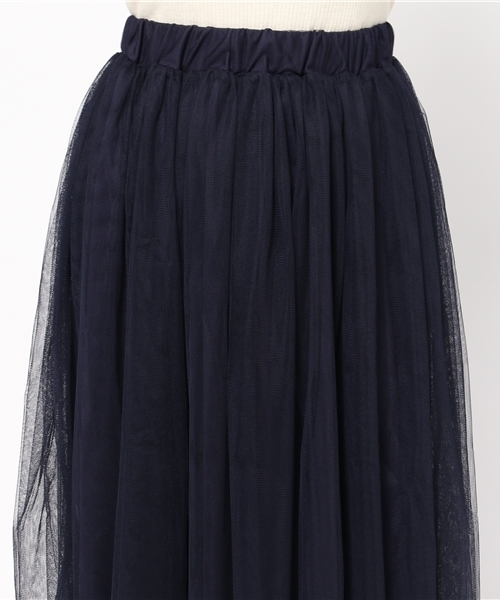 earth music&ecology（アースミュージックアンドエコロジー）の「チュールミディスカート（スカート・レディース・ベージュ/ネイビー/アイボリー/ライトグレー・FREE）」の8枚目の写真