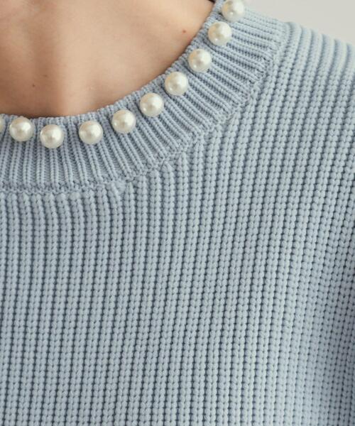 OPAQUE.CLIP(オペークドットクリップ)の「パール調ボタン付ニット【洗濯機洗い可/抗ピル】(ニット/セーター・レディース・ホワイト/ブラック/イエロー系その他/サックスブルー・38/40/42)」の16枚目の写真